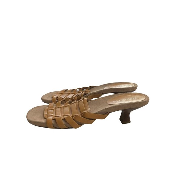 Aerosoles Round The Mend Womens Size 9M Tan Leather  Heeled Sandals shoes - Picture 3 of 8